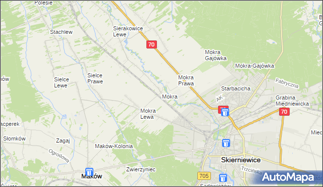 mapa Mokra gmina Skierniewice, Mokra gmina Skierniewice na mapie Targeo