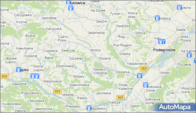 mapa Olszana, Olszana na mapie Targeo