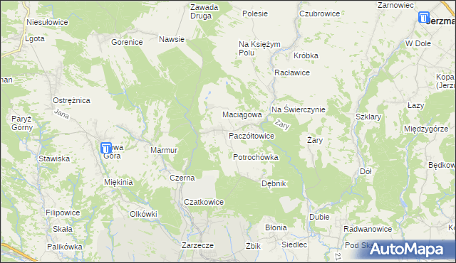 mapa Paczółtowice, Paczółtowice na mapie Targeo