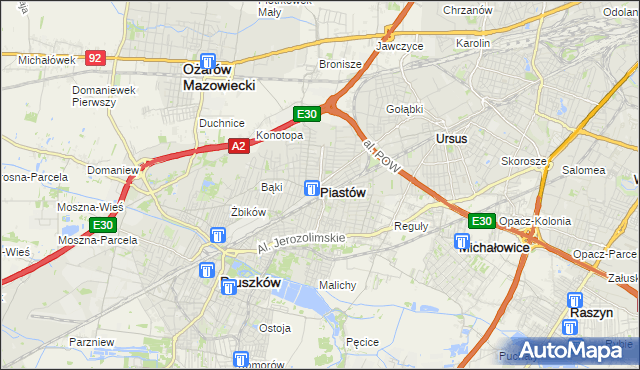 mapa Piastów powiat pruszkowski, Piastów powiat pruszkowski na mapie Targeo