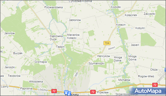 mapa Pieńki Henrykowskie, Pieńki Henrykowskie na mapie Targeo