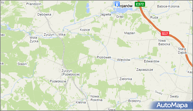 mapa Piotrówek gmina Trojanów, Piotrówek gmina Trojanów na mapie Targeo