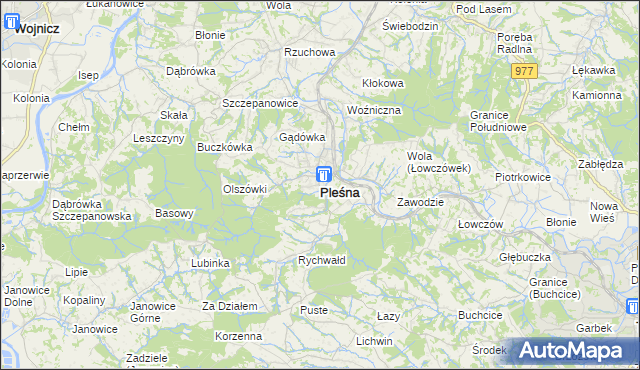 mapa Pleśna powiat tarnowski, Pleśna powiat tarnowski na mapie Targeo