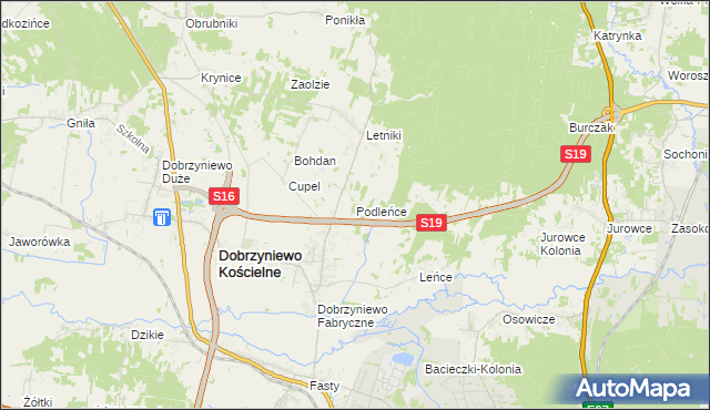 mapa Podleńce, Podleńce na mapie Targeo