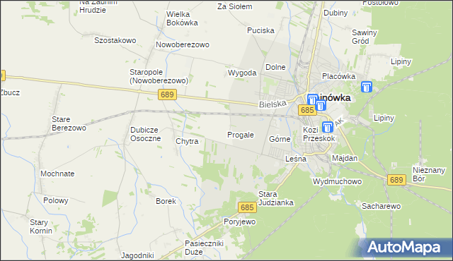 mapa Progale, Progale na mapie Targeo