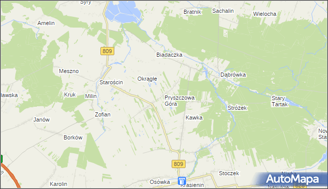 mapa Pryszczowa Góra, Pryszczowa Góra na mapie Targeo