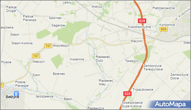 mapa Radawiec Duży, Radawiec Duży na mapie Targeo