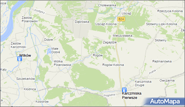 mapa Rogów gmina Wilków, Rogów gmina Wilków na mapie Targeo