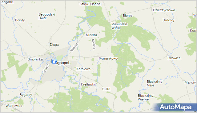 mapa Romankowo, Romankowo na mapie Targeo