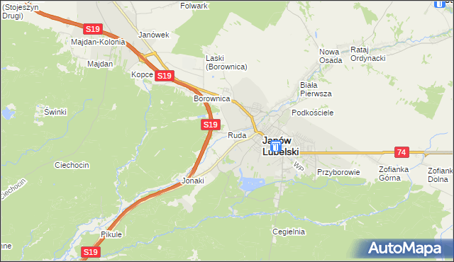 mapa Ruda gmina Janów Lubelski, Ruda gmina Janów Lubelski na mapie Targeo