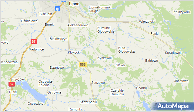 mapa Ryszewek, Ryszewek na mapie Targeo