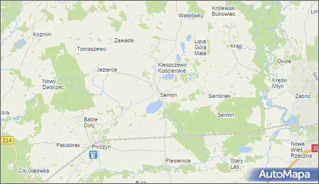 mapa Semlin gmina Zblewo, Semlin gmina Zblewo na mapie Targeo