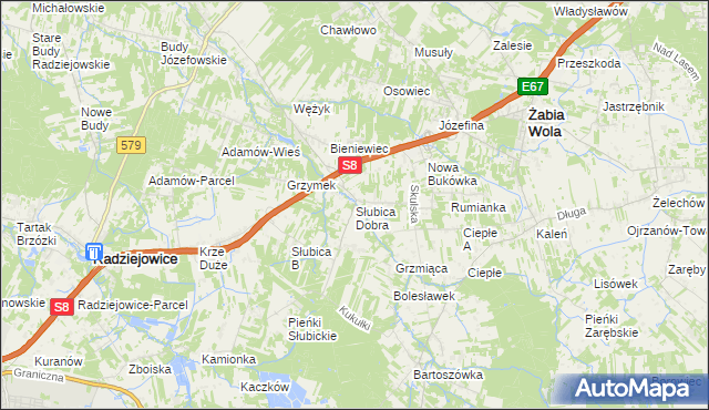 mapa Słubica Dobra, Słubica Dobra na mapie Targeo