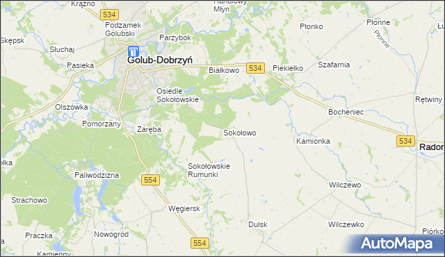 mapa Sokołowo gmina Golub-Dobrzyń, Sokołowo gmina Golub-Dobrzyń na mapie Targeo