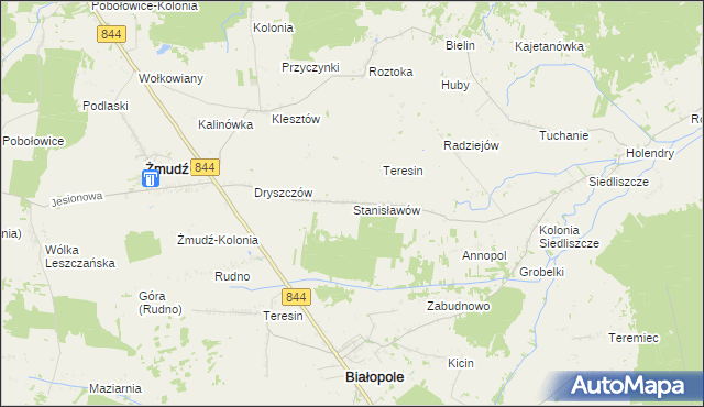 mapa Stanisławów gmina Żmudź, Stanisławów gmina Żmudź na mapie Targeo