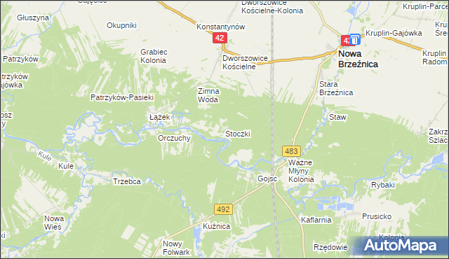 mapa Stoczki gmina Nowa Brzeźnica, Stoczki gmina Nowa Brzeźnica na mapie Targeo