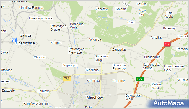 mapa Strzeżów Drugi, Strzeżów Drugi na mapie Targeo