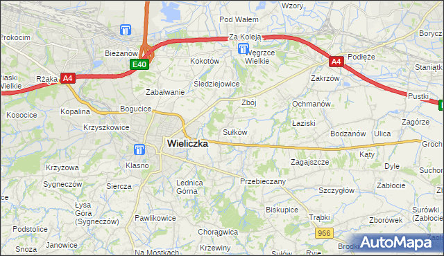 mapa Sułków gmina Wieliczka, Sułków gmina Wieliczka na mapie Targeo