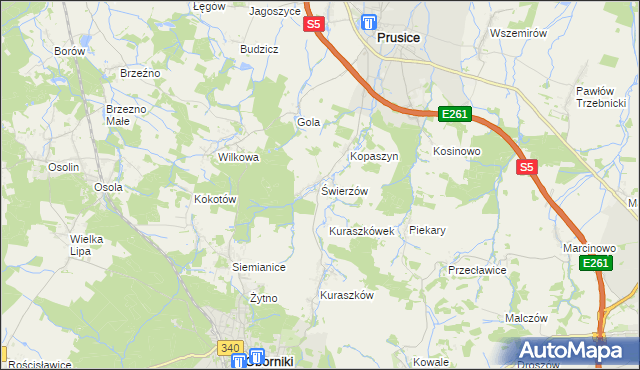 mapa Świerzów, Świerzów na mapie Targeo