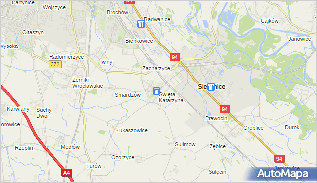 mapa Święta Katarzyna gmina Siechnice, Święta Katarzyna gmina Siechnice na mapie Targeo