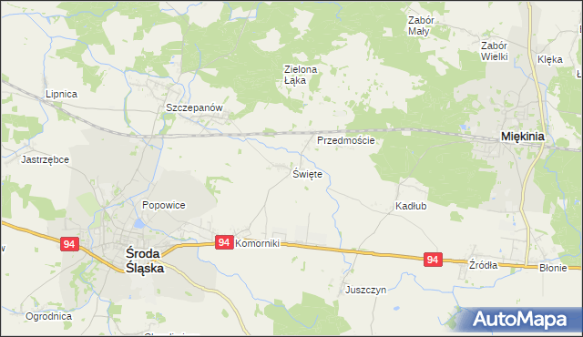 mapa Święte gmina Środa Śląska, Święte gmina Środa Śląska na mapie Targeo