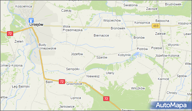 mapa Szarów gmina Poddębice, Szarów gmina Poddębice na mapie Targeo