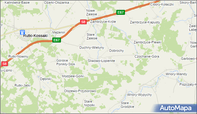 mapa Szlasy-Łopienite, Szlasy-Łopienite na mapie Targeo