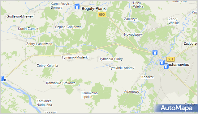 mapa Tymianki-Skóry, Tymianki-Skóry na mapie Targeo