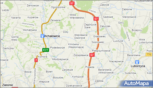 mapa Więcławice Stare, Więcławice Stare na mapie Targeo