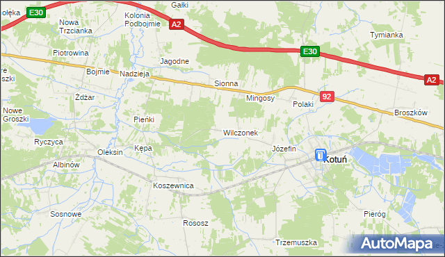 mapa Wilczonek, Wilczonek na mapie Targeo