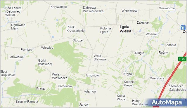 mapa Wola Blakowa, Wola Blakowa na mapie Targeo