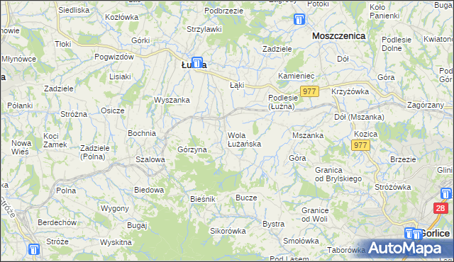 mapa Wola Łużańska, Wola Łużańska na mapie Targeo