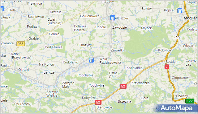 mapa Wola Radziszowska, Wola Radziszowska na mapie Targeo