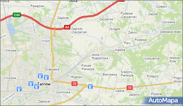 mapa Wola Rzędzińska, Wola Rzędzińska na mapie Targeo