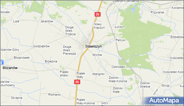 mapa Wyrów gmina Stawiszyn, Wyrów gmina Stawiszyn na mapie Targeo