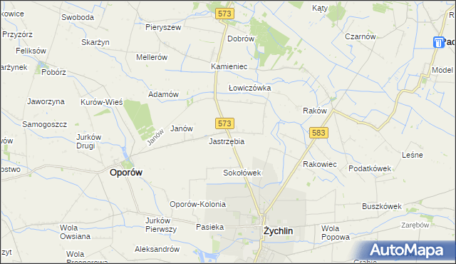 mapa Żabików gmina Żychlin, Żabików gmina Żychlin na mapie Targeo