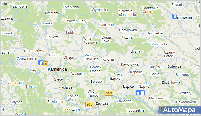 mapa Zagorzyn gmina Łącko, Zagorzyn gmina Łącko na mapie Targeo