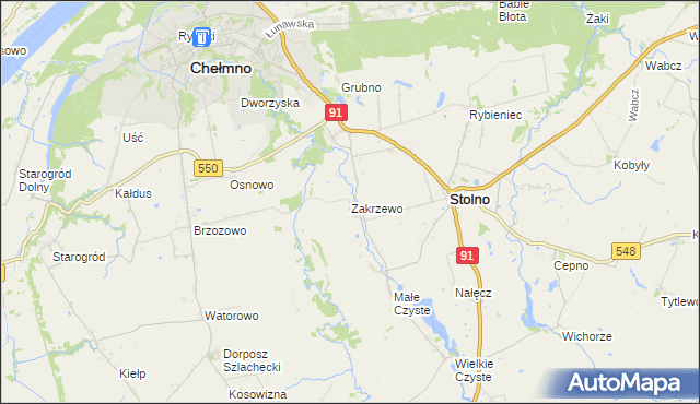 mapa Zakrzewo gmina Stolno, Zakrzewo gmina Stolno na mapie Targeo