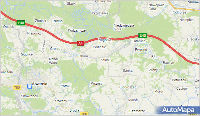 mapa Zalas gmina Krzeszowice, Zalas gmina Krzeszowice na mapie Targeo