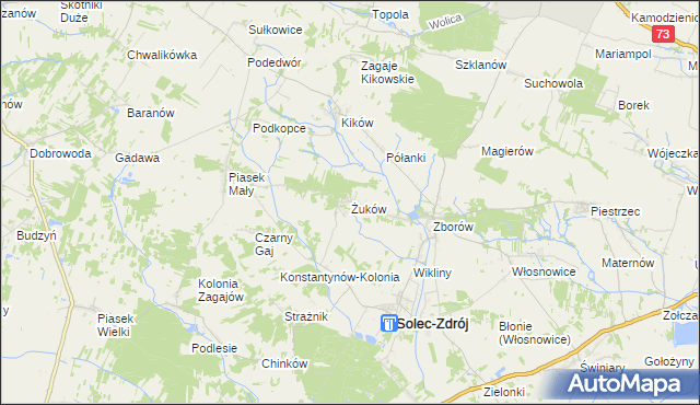 mapa Żuków gmina Solec-Zdrój, Żuków gmina Solec-Zdrój na mapie Targeo
