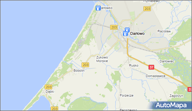 mapa Żukowo Morskie, Żukowo Morskie na mapie Targeo