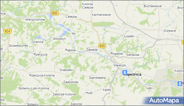 mapa Bartłomiejowice gmina Wąwolnica, Bartłomiejowice gmina Wąwolnica na mapie Targeo