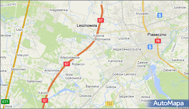 mapa Bobrowiec gmina Piaseczno, Bobrowiec gmina Piaseczno na mapie Targeo