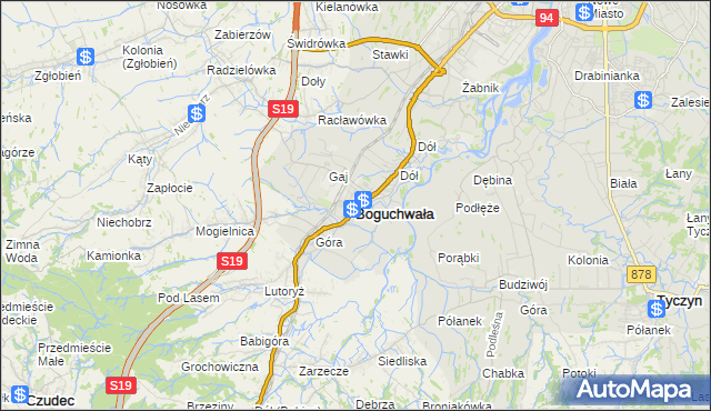 mapa Boguchwała powiat rzeszowski, Boguchwała powiat rzeszowski na mapie Targeo