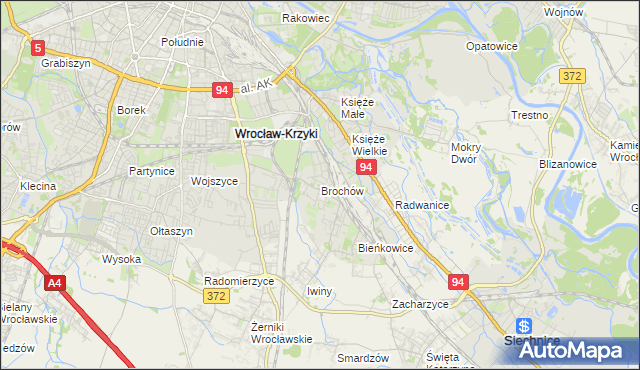 mapa Brochów gmina Wrocław, Brochów gmina Wrocław na mapie Targeo