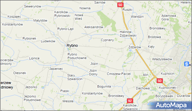 mapa Ćmiszew Rybnowski, Ćmiszew Rybnowski na mapie Targeo