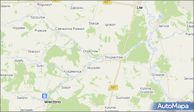 mapa Filipy gmina Wierzbno, Filipy gmina Wierzbno na mapie Targeo