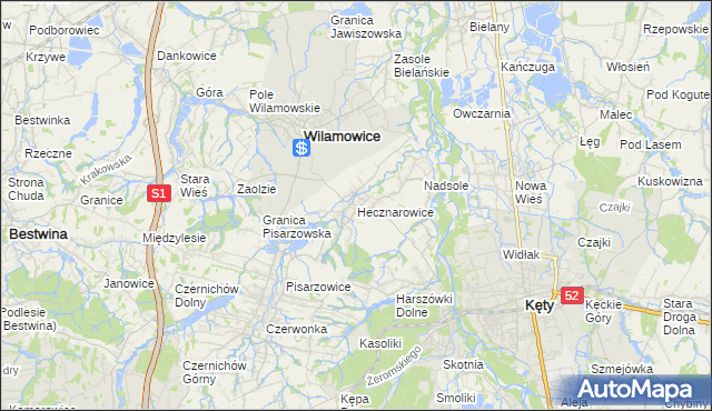 mapa Hecznarowice, Hecznarowice na mapie Targeo