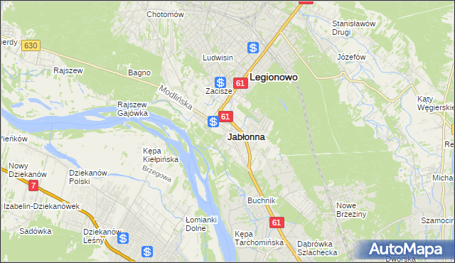 mapa Jabłonna powiat legionowski, Jabłonna powiat legionowski na mapie Targeo