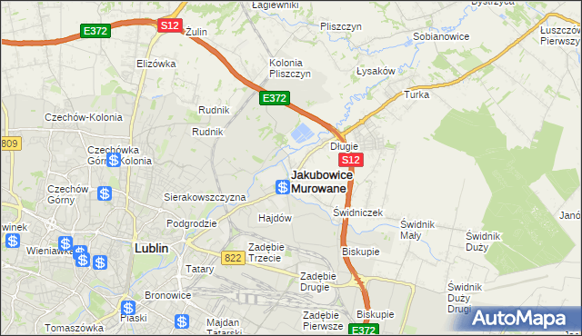 mapa Jakubowice Murowane, Jakubowice Murowane na mapie Targeo